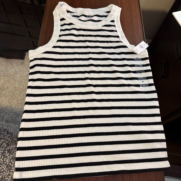 NWT GAP Ribbed Stripe High-Neck Tank - Picture 1 of 5